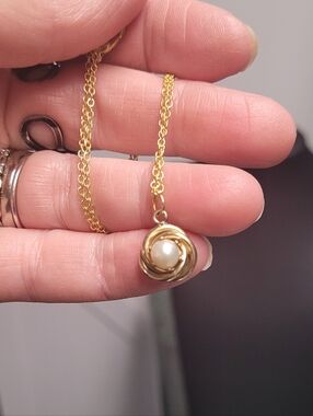 Hand Crafted Gold Pearl Nest Pendant Necklace
